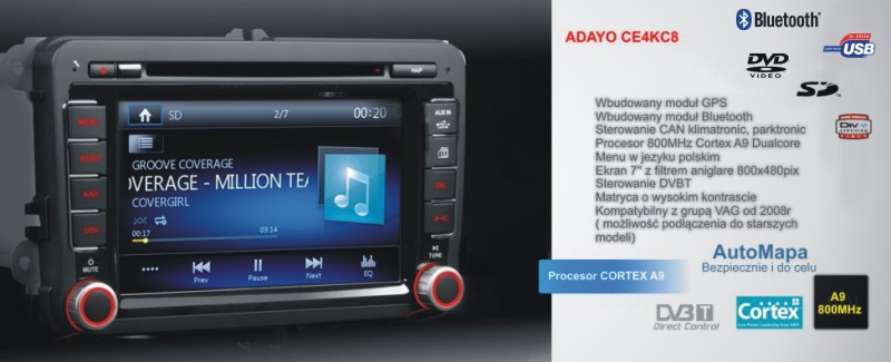GPS Nawigacja VW SKODA DVD kamera cofania GMS