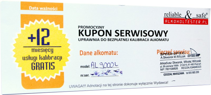 Darmowa kalibracja dla alkomatu AL9000 Darmowa kalibracja na alkomat AL9000